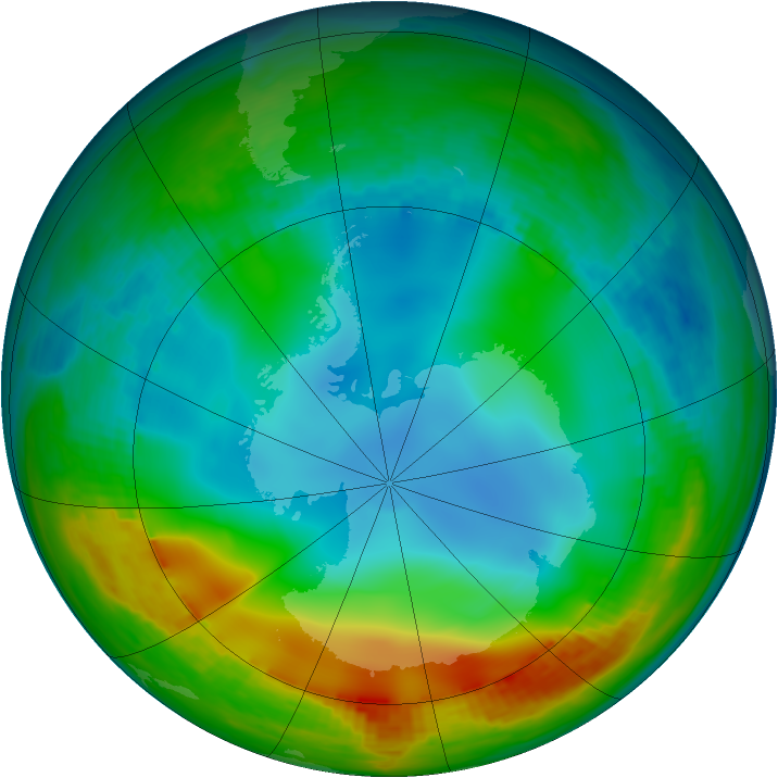 Antarctic ozone map for 15 June 1984